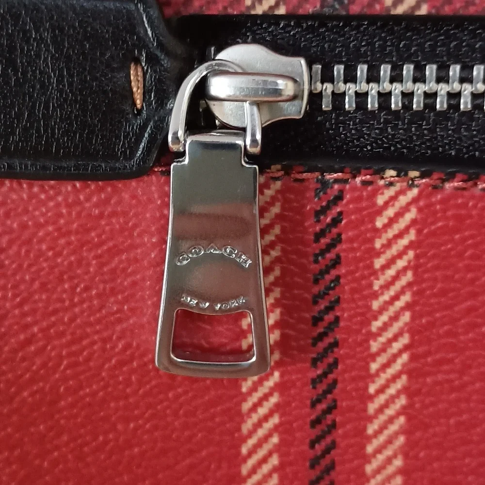 Coach Rowan File Bag With Tartan Plaid Print